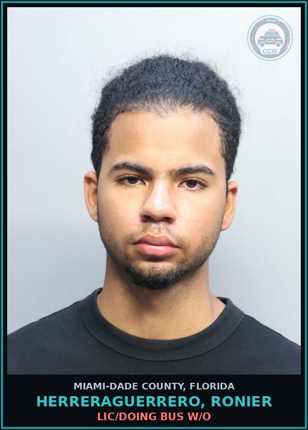 Booking mugshot of HERRERAGUERRERO, RONIER in Miami-Dade County