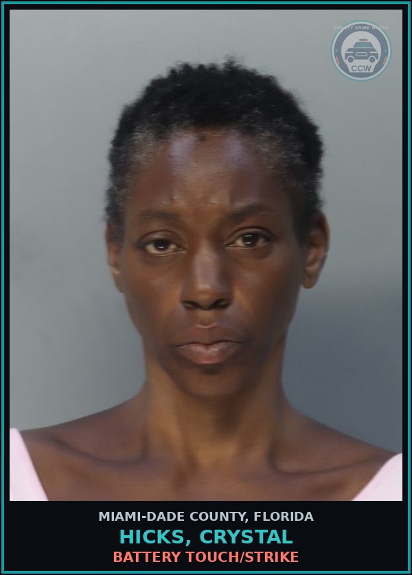Booking mugshot of HICKS, CRYSTAL in Miami-Dade County