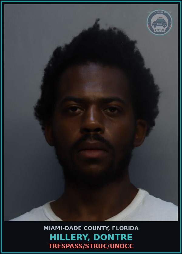 Booking mugshot of HILLERY, DONTRE in Miami-Dade County