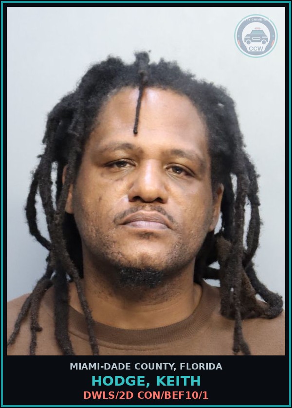 Booking mugshot of HODGE, KEITH in Miami-Dade County