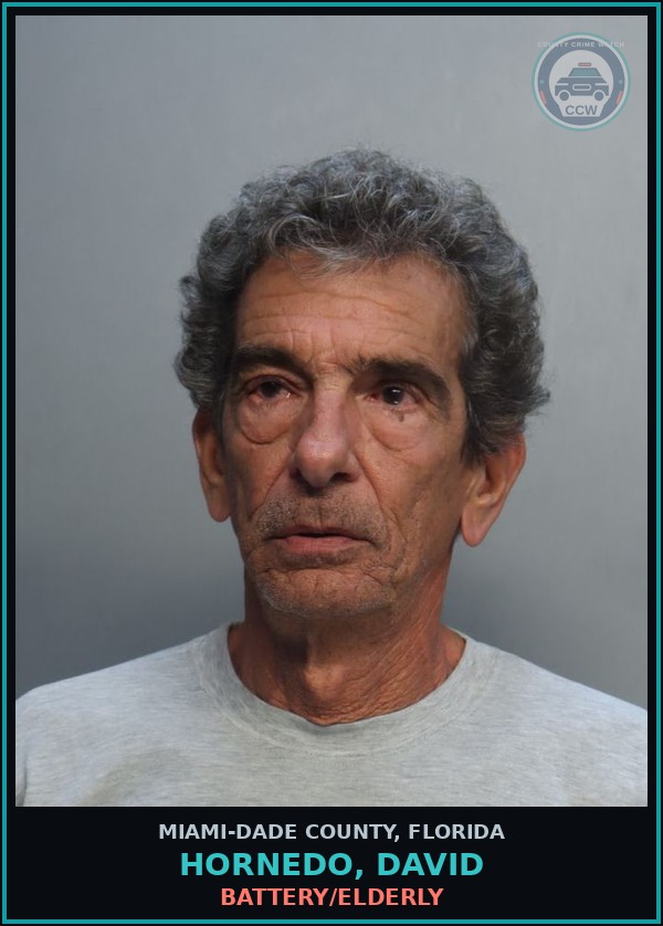 Booking mugshot of HORNEDO, DAVID in Miami-Dade County