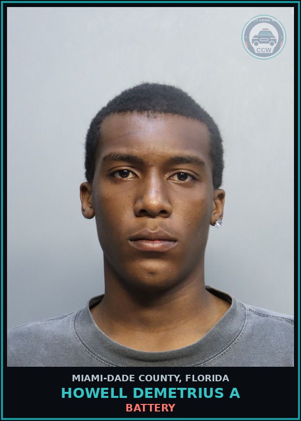 Booking mugshot of HOWELL DEMETRIUS  A in Miami-Dade County