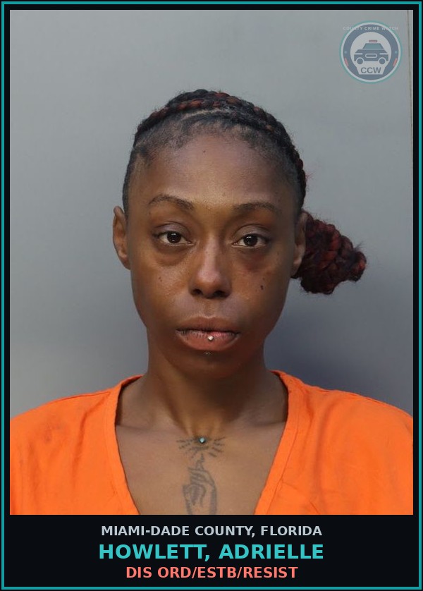Booking mugshot of HOWLETT, ADRIELLE in Miami-Dade County
