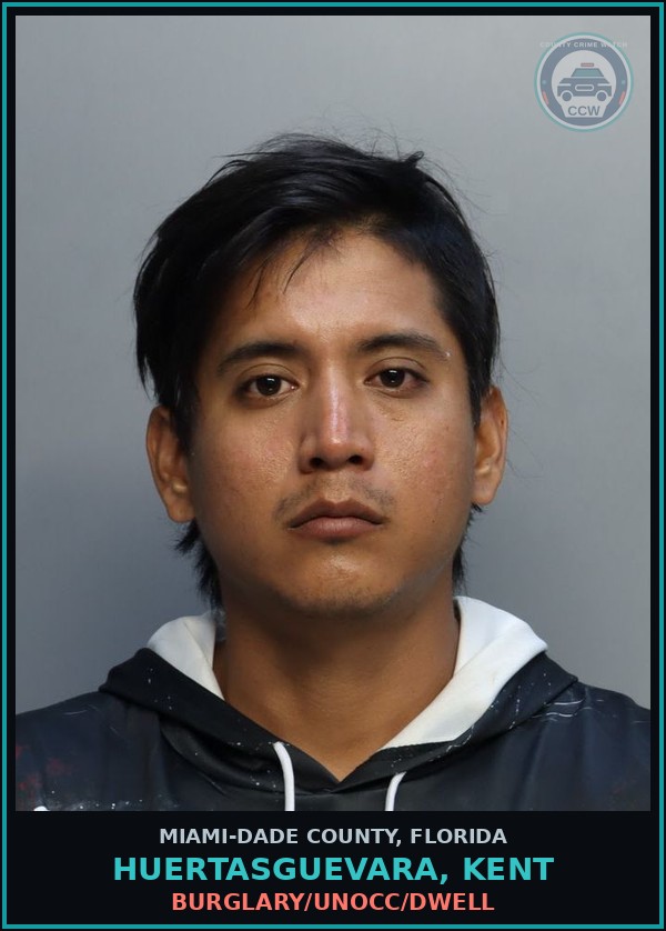 Booking mugshot of HUERTASGUEVARA, KENT in Miami-Dade County