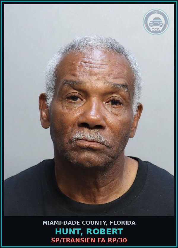 Booking mugshot of HUNT, ROBERT in Miami-Dade County