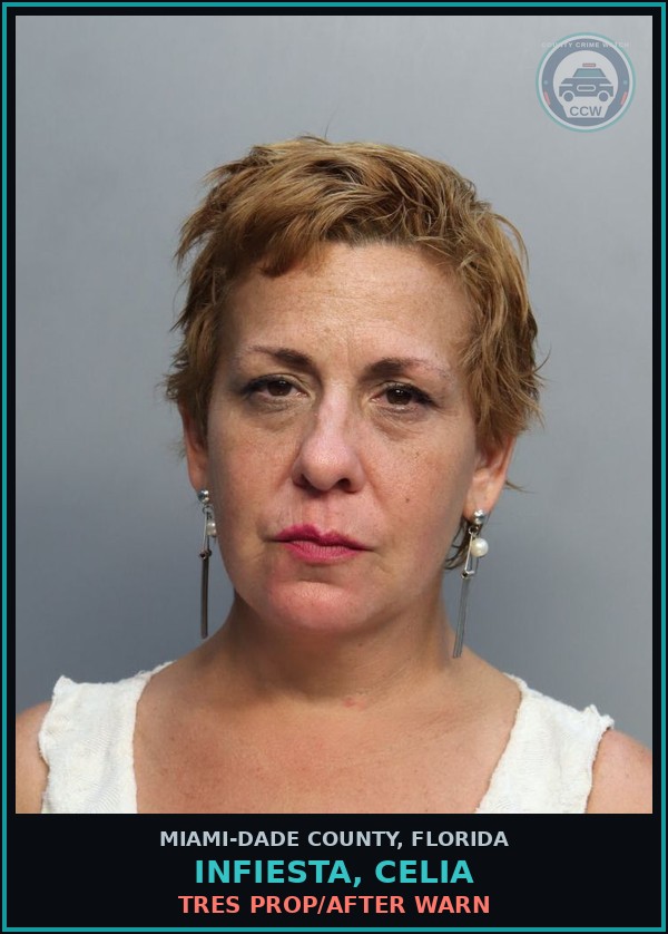 Booking mugshot of INFIESTA, CELIA in Miami-Dade County