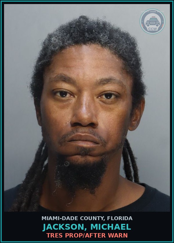 Booking mugshot of JACKSON, MICHAEL in Miami-Dade County
