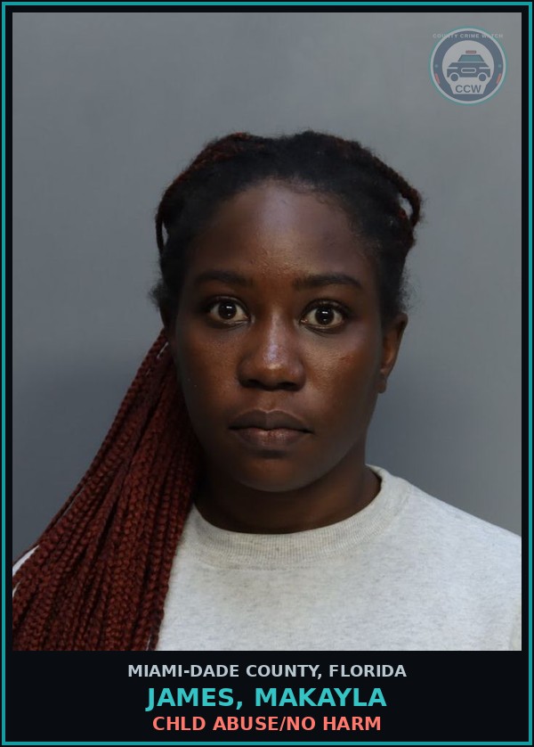Booking mugshot of JAMES, MAKAYLA in Miami-Dade County
