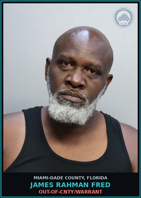 Booking mugshot of JAMES RAHMAN  FRED in Miami-Dade County