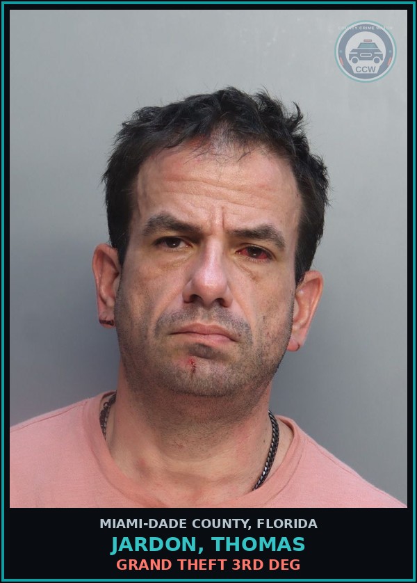 Booking mugshot of JARDON, THOMAS in Miami-Dade County