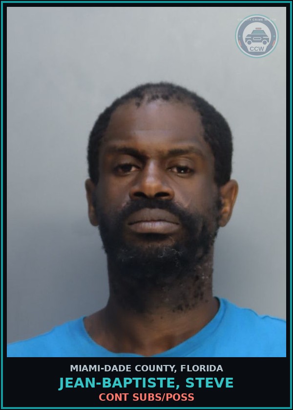 Booking mugshot of JEAN-BAPTISTE, STEVE in Miami-Dade County