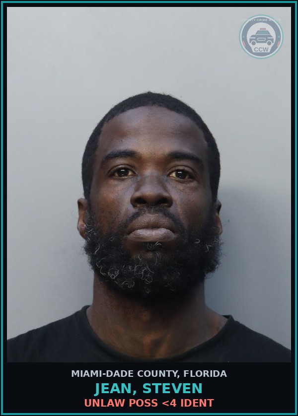Booking mugshot of JEAN, STEVEN in Miami-Dade County