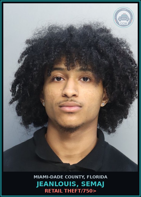 Booking mugshot of JEANLOUIS, SEMAJ in Miami-Dade County