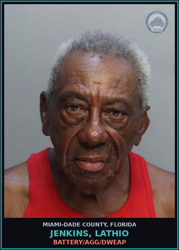 Booking mugshot of JENKINS, LATHIO in Miami-Dade County