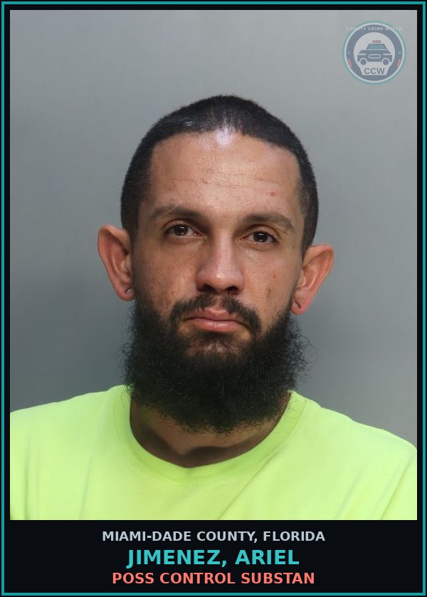 Booking mugshot of JIMENEZ, ARIEL in Miami-Dade County