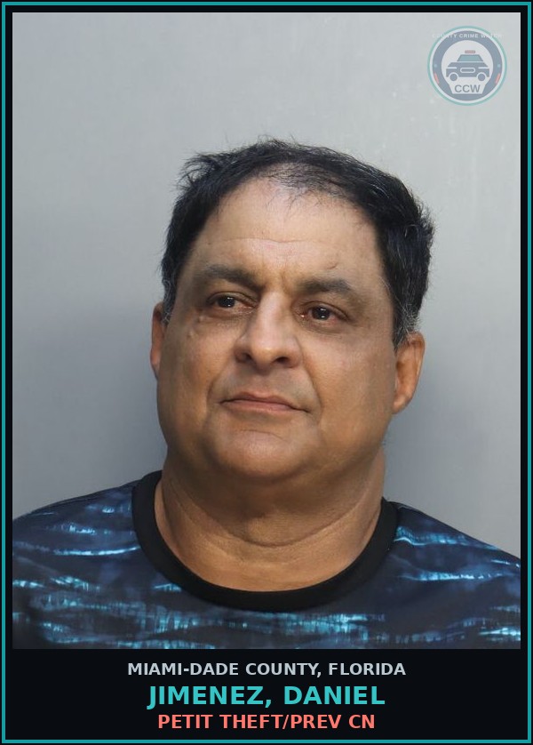 Booking mugshot of JIMENEZ, DANIEL in Miami-Dade County
