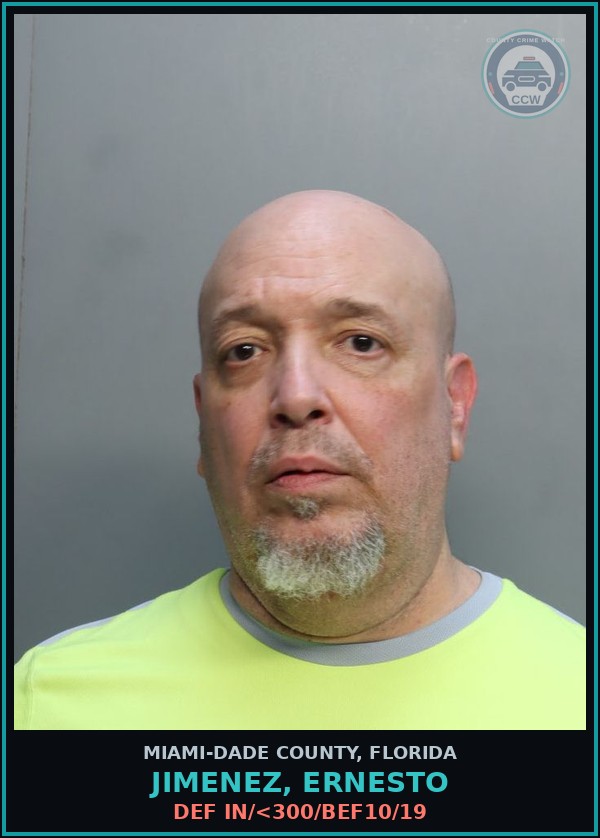 Booking mugshot of JIMENEZ, ERNESTO in Miami-Dade County