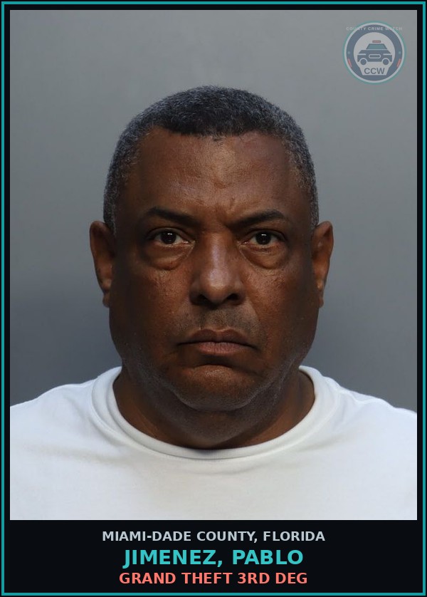 Booking mugshot of JIMENEZ, PABLO in Miami-Dade County