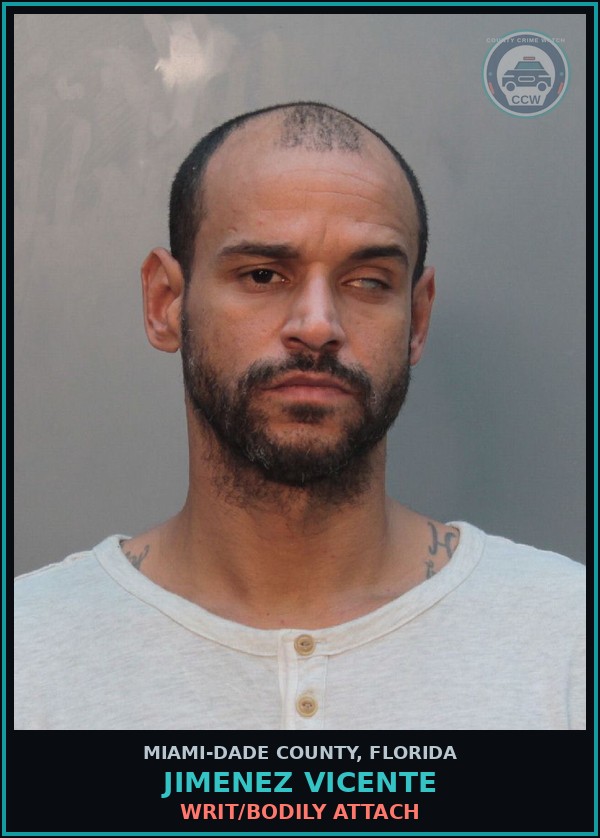 Booking mugshot of JIMENEZ VICENTE in Miami-Dade County