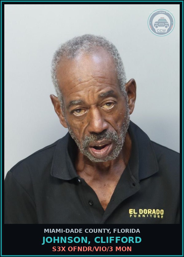 Booking mugshot of JOHNSON, CLIFFORD in Miami-Dade County