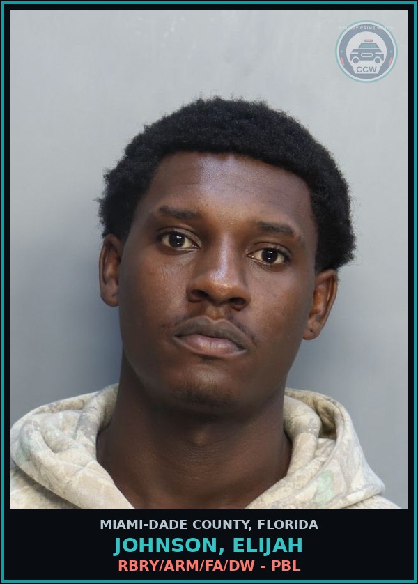 Booking mugshot of JOHNSON, ELIJAH in Miami-Dade County