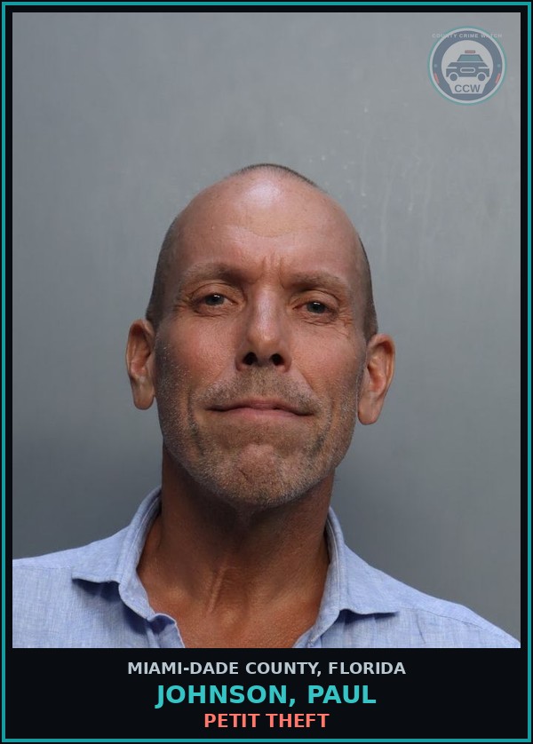 Booking mugshot of JOHNSON, PAUL in Miami-Dade County