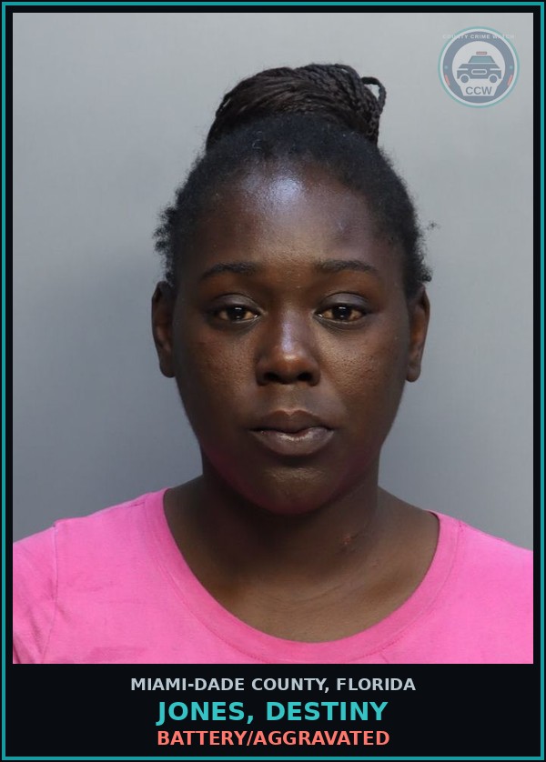 Booking mugshot of JONES, DESTINY in Miami-Dade County