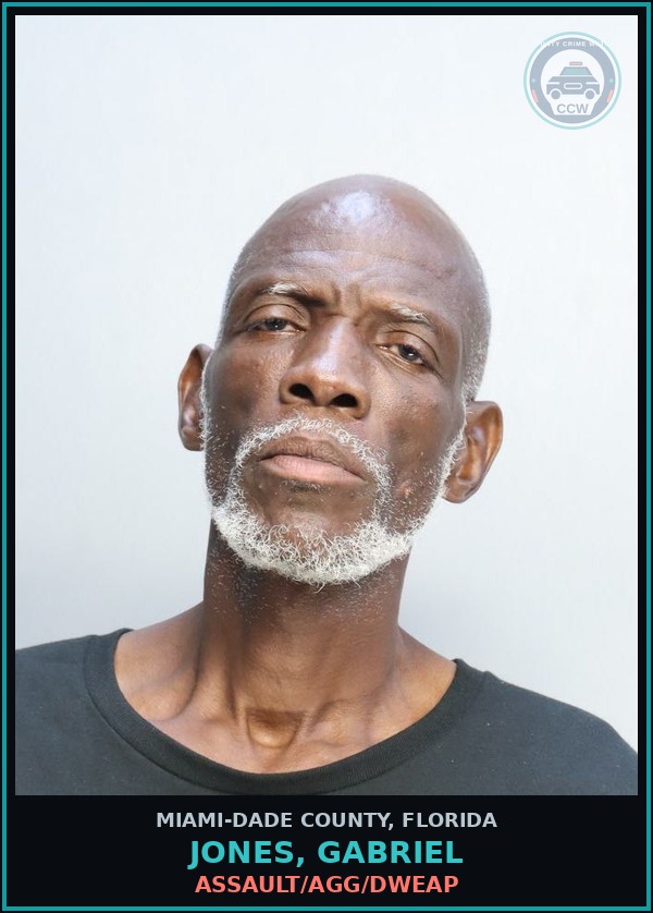 Booking mugshot of JONES, GABRIEL in Miami-Dade County