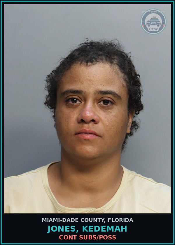 Booking mugshot of JONES, KEDEMAH in Miami-Dade County