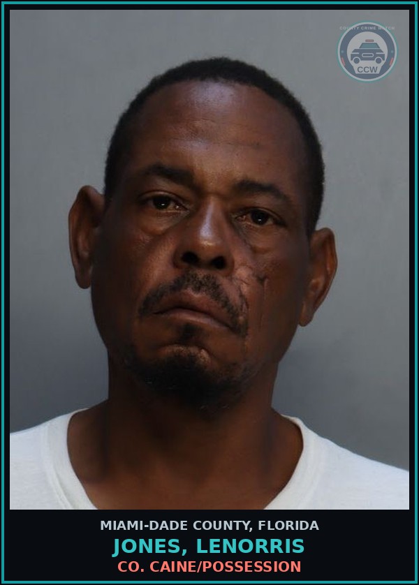 Booking mugshot of JONES, LENORRIS in Miami-Dade County