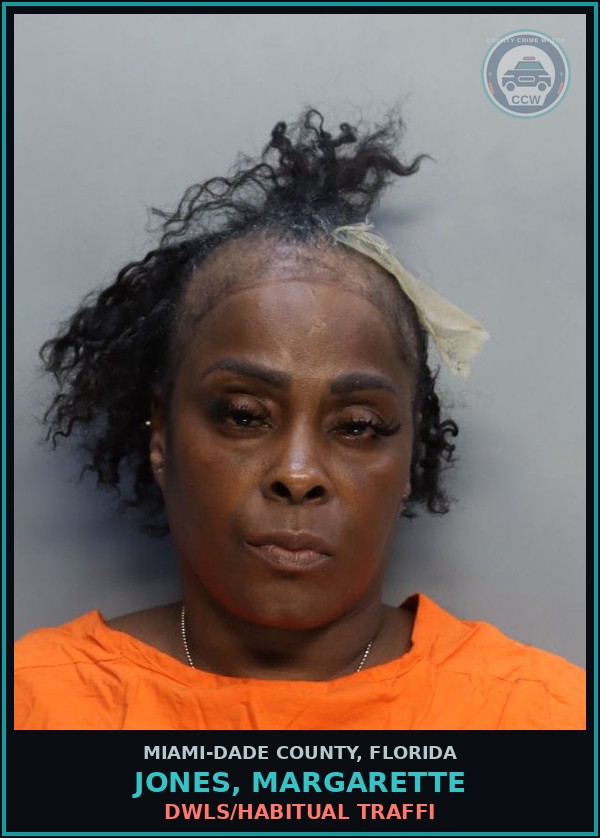 Booking mugshot of JONES, MARGARETTE in Miami-Dade County