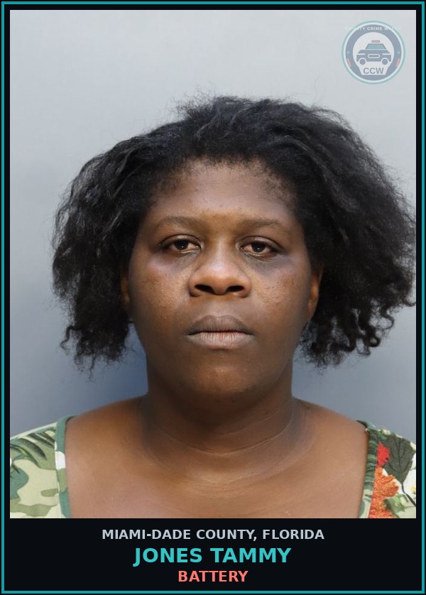 Booking mugshot of JONES TAMMY in Miami-Dade County