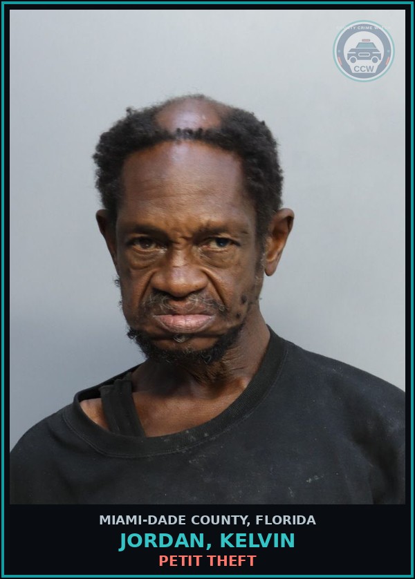 Booking mugshot of JORDAN, KELVIN in Miami-Dade County