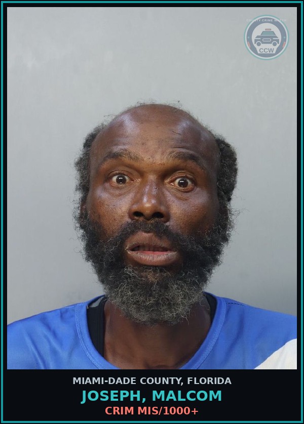 Booking mugshot of JOSEPH, MALCOM in Miami-Dade County