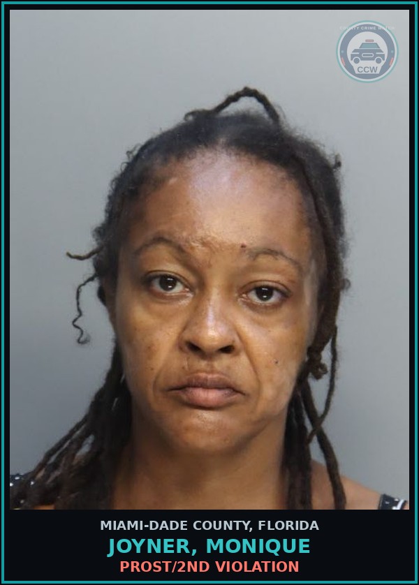 Booking mugshot of JOYNER, MONIQUE in Miami-Dade County