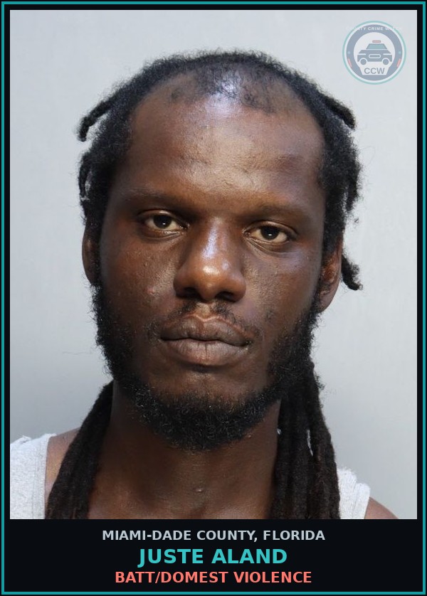 Booking mugshot of JUSTE ALAND in Miami-Dade County