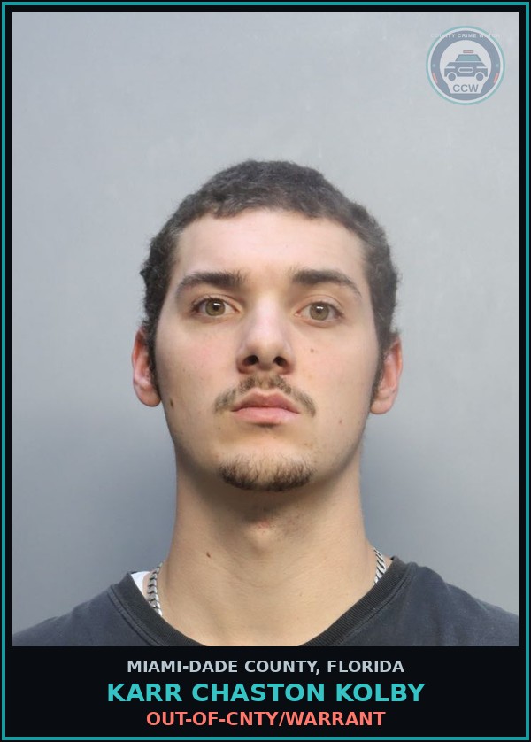 Booking mugshot of KARR CHASTON  KOLBY in Miami-Dade County