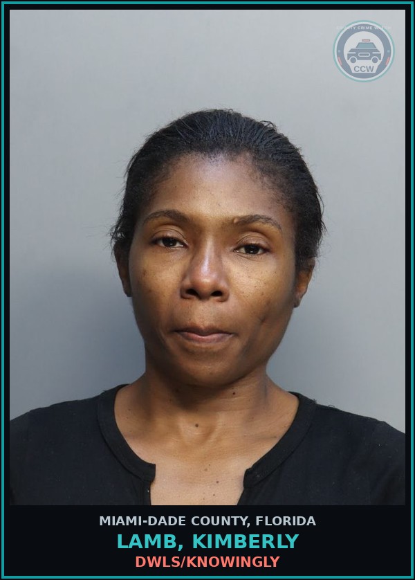 Booking mugshot of LAMB, KIMBERLY in Miami-Dade County