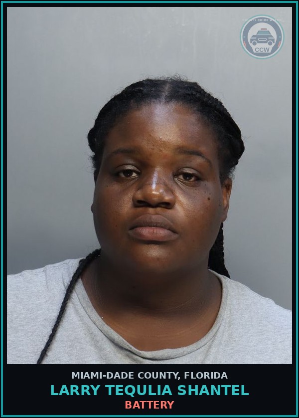 Booking mugshot of LARRY TEQULIA  SHANTEL in Miami-Dade County