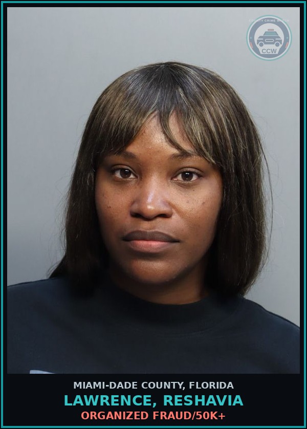 Booking mugshot of LAWRENCE, RESHAVIA in Miami-Dade County