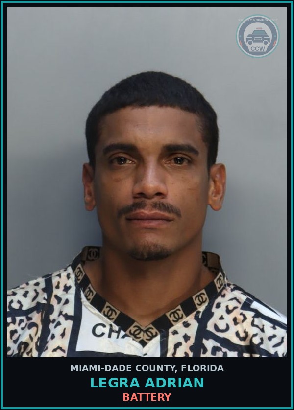 Booking mugshot of LEGRA ADRIAN in Miami-Dade County