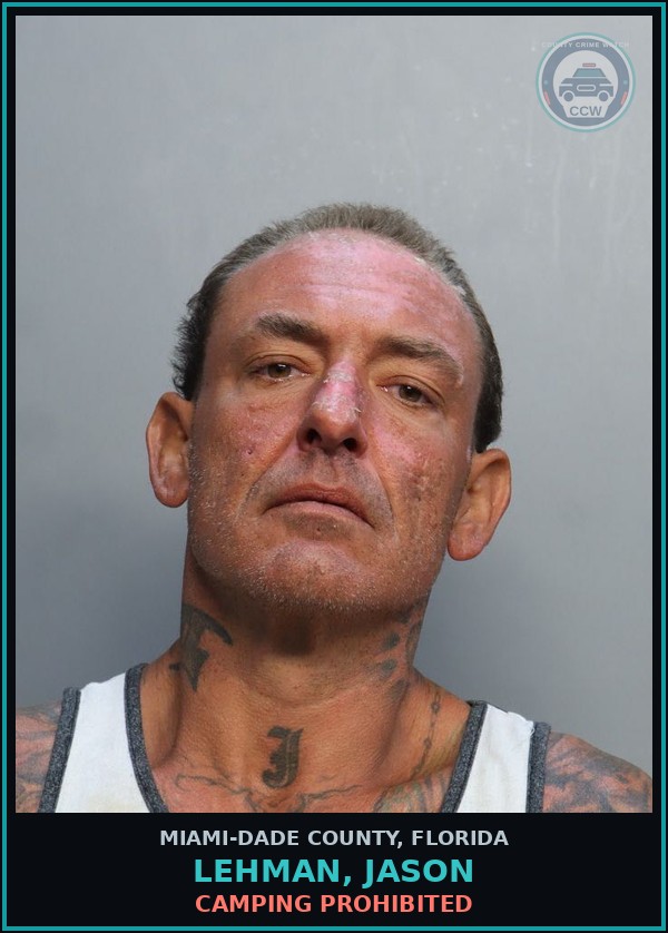 Booking mugshot of LEHMAN, JASON in Miami-Dade County