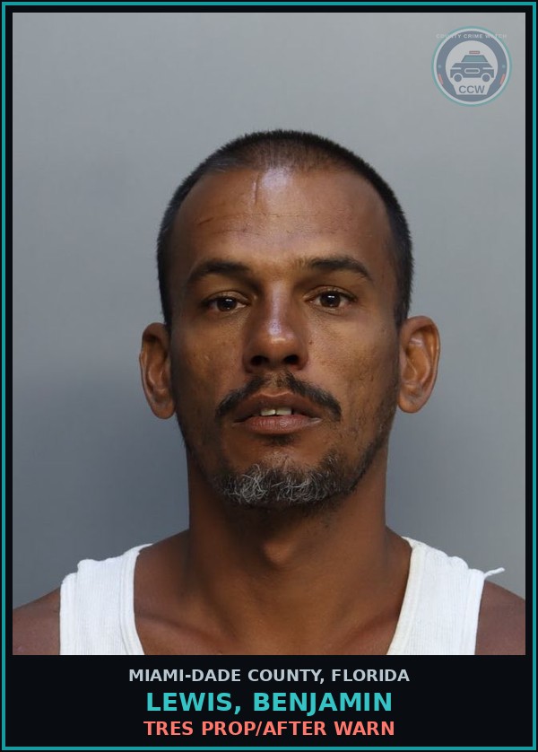 Booking mugshot of LEWIS, BENJAMIN in Miami-Dade County