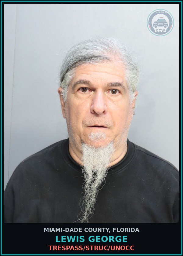Booking mugshot of LEWIS GEORGE in Miami-Dade County