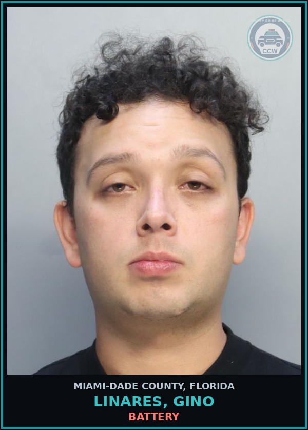 Booking mugshot of LINARES, GINO in Miami-Dade County