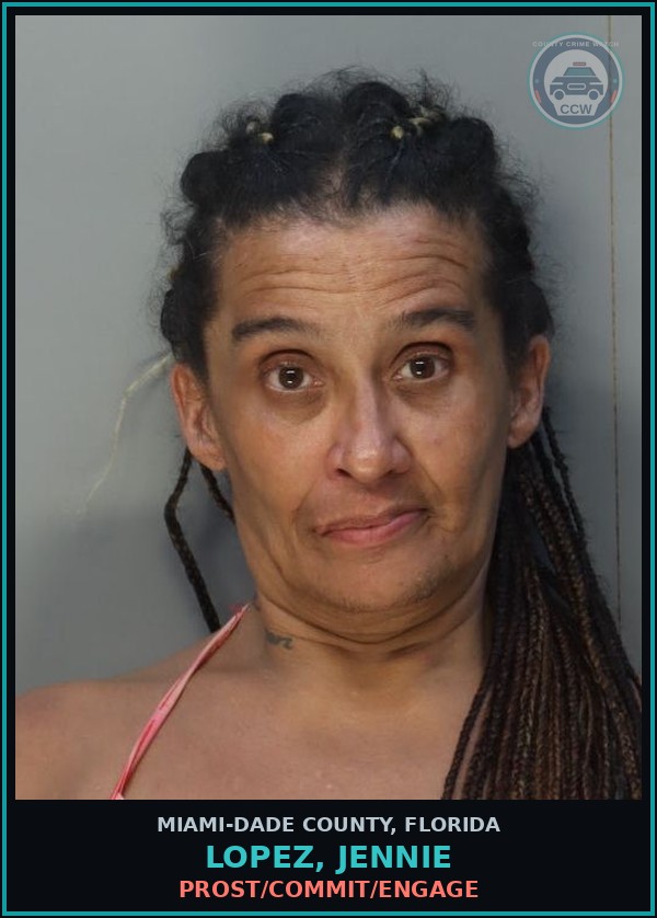 Booking mugshot of LOPEZ, JENNIE in Miami-Dade County