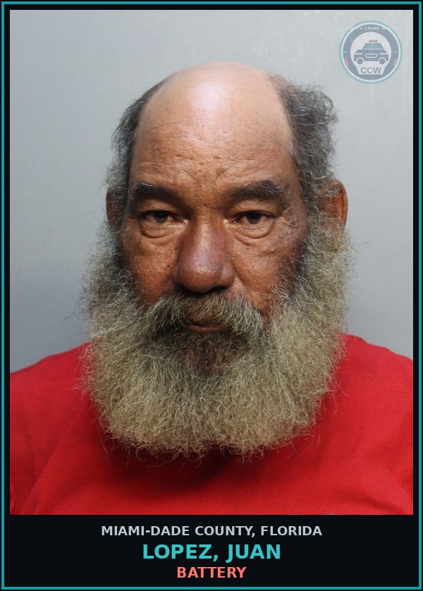 Booking mugshot of LOPEZ, JUAN in Miami-Dade County