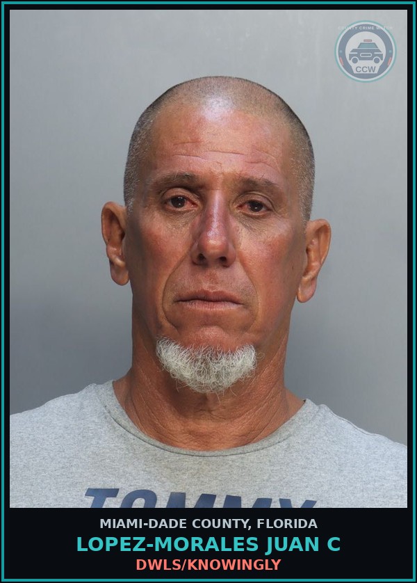 Booking mugshot of LOPEZ-MORALES JUAN  C in Miami-Dade County