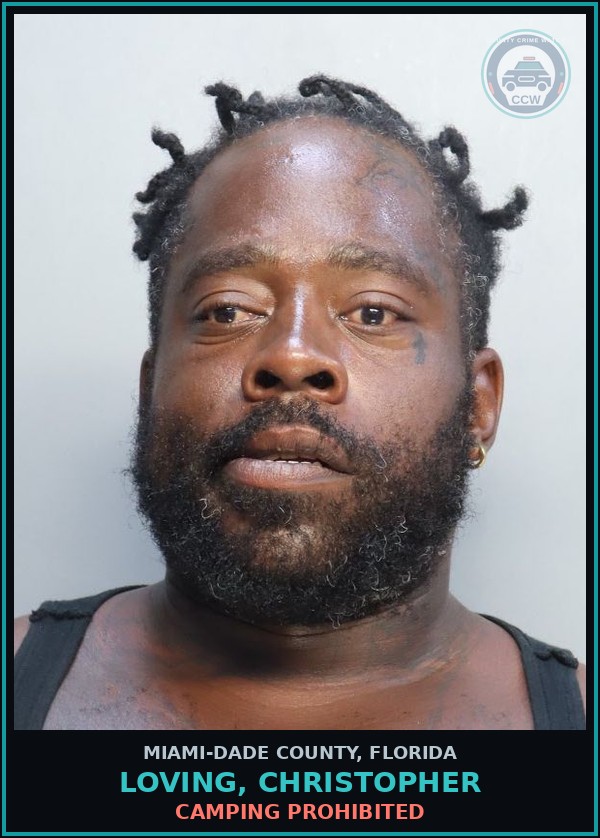 Booking mugshot of LOVING, CHRISTOPHER in Miami-Dade County