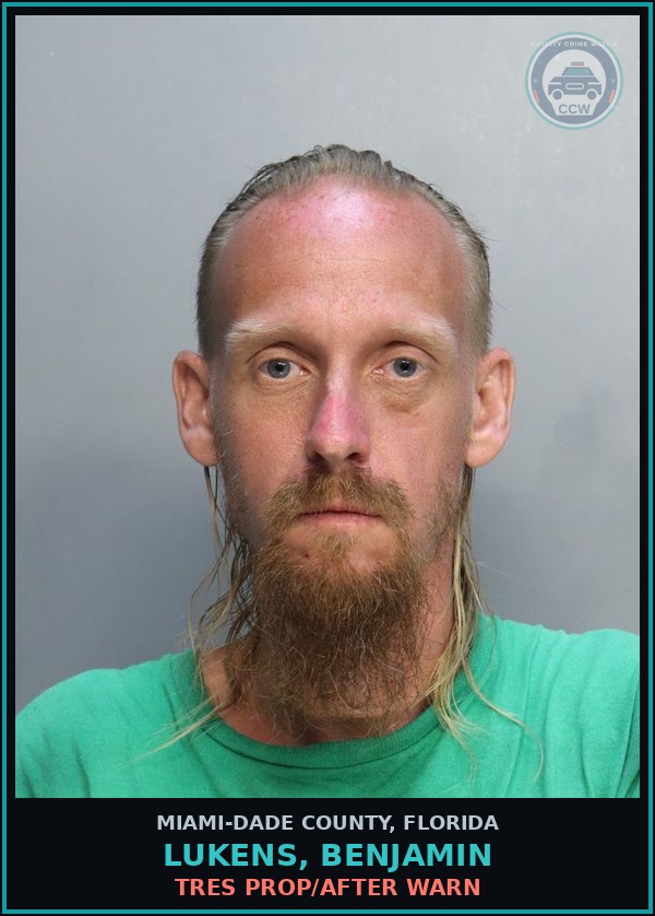 Booking mugshot of LUKENS, BENJAMIN in Miami-Dade County